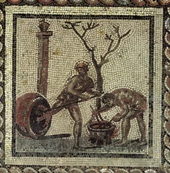 Protection des jarres pour stocker le vin avec de la poix, de Saint-Romain-en-Gal, Rhône-Alpes, France